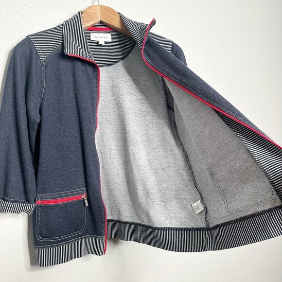 Vintage Breckenridge Nautical Knit Zip Front 3/4 Sleeve Jacket women Size Medium - Picture 5 of 11